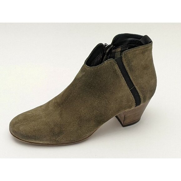 Aquatalia x Martin K Suede Ankle Boots Olive Green Womens 7 Italian Leather - Picture 1 of 12